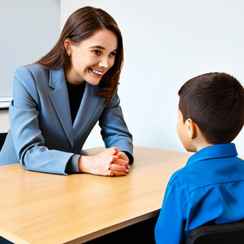 **

"A professional career counselor, fully clothed in modest business attire, sitting across from a young adult with a visible physical disability in a bright and accessible office space, safe for work, appropriate content, professional, perfect anatomy, natural pose, well-formed hands, focus on encouraging and supportive interaction, family-friendly."

**