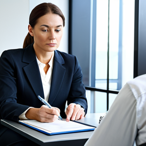 Home 12 **
A professional rehabilitation consultant, fully clothed in appropriate business attire, conducting an initial assessment with a client in a well-lit office. The consultant is listening attentively and taking notes. Safe for work, appropriate content, perfect anatomy, natural pose, professional environment, modest clothing.
**