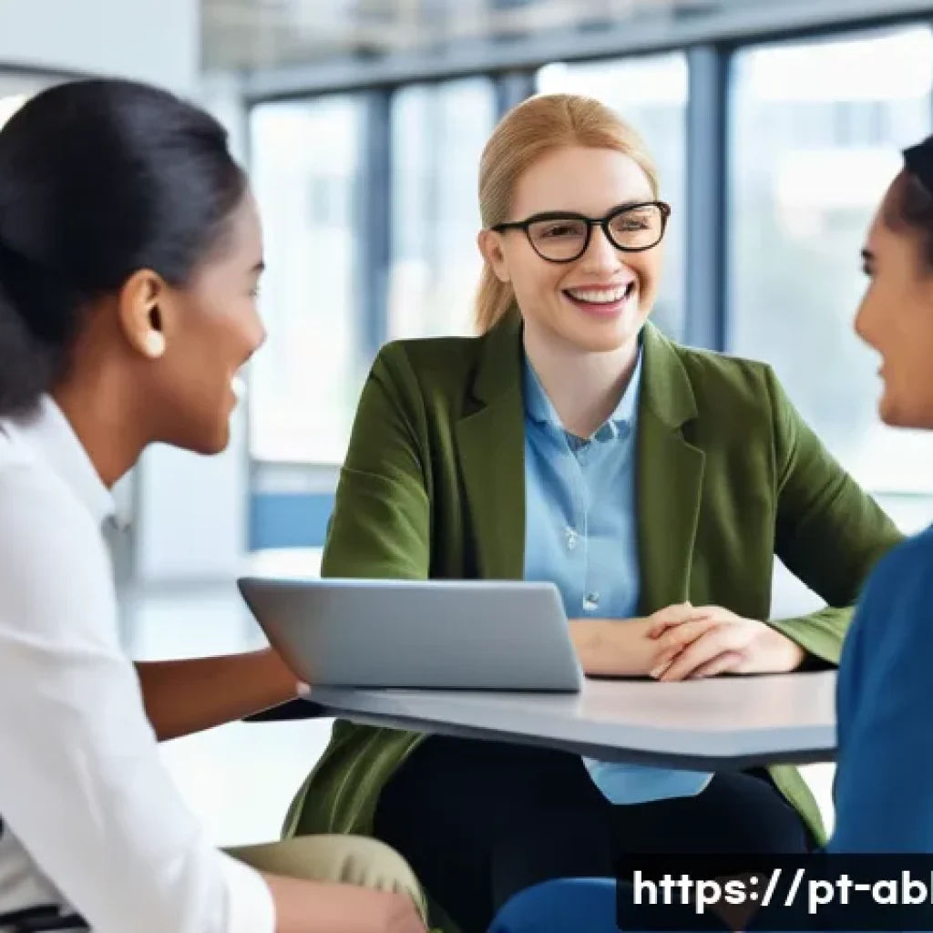 장애인상담사 채용 인터뷰 질문 - A professional, empathetic customer service representative engaging warmly with a diverse group of p...
