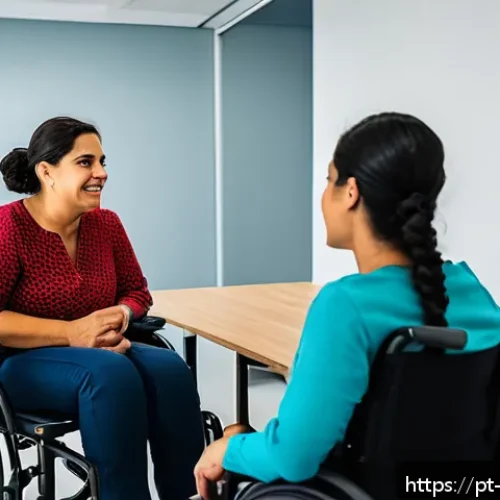 장애인상담사 상담 윤리 - A warm, inclusive counseling session in a modern Brazilian office, featuring a diverse group includi...
